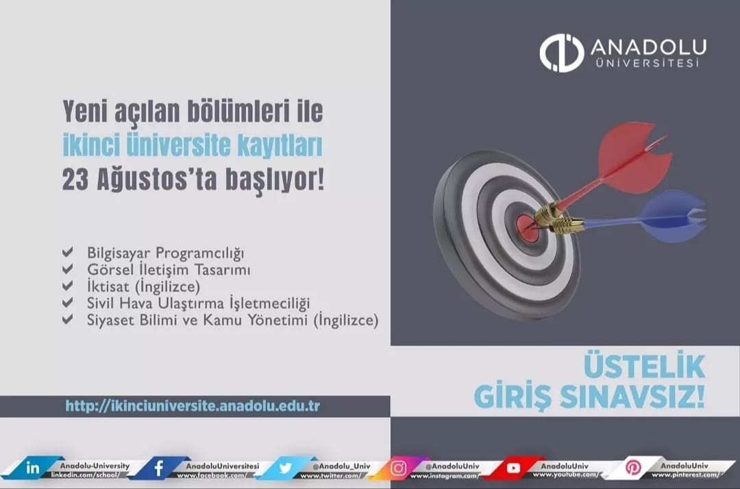 AÖF Sınavsız İkinci Üniversite kayıtları başladı
